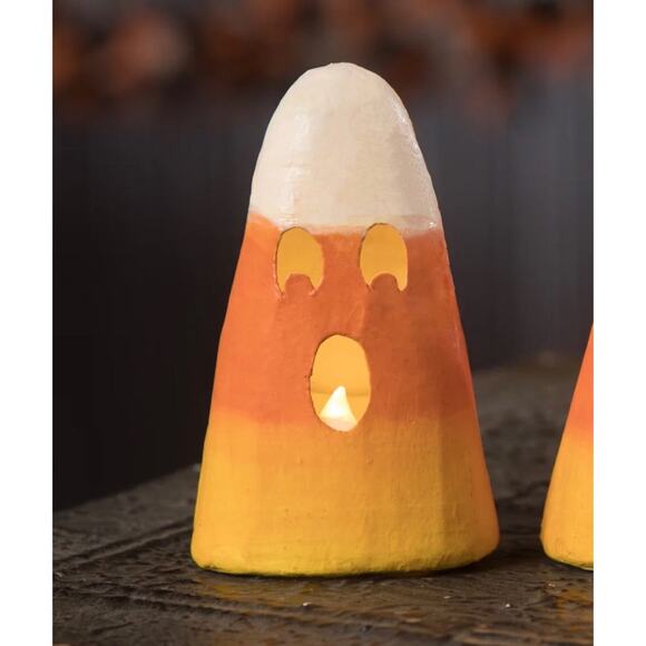 Bethany Lowe Surprised Face Candy Corn Small Luminary Halloween 3.5" New - Picture 1 of 2
